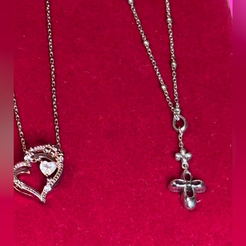 Folli Follei two necklaces Silver and Gold Cross and heart Necklace  925 silver. - Picture 5 of 16